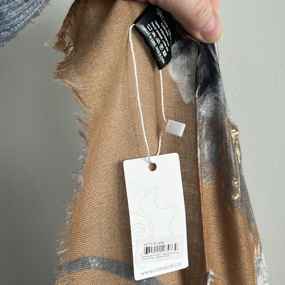 Women’s Shall, long soft pazmjna, warm tones neutrals feminine cozy lightweight - Picture 7 of 9